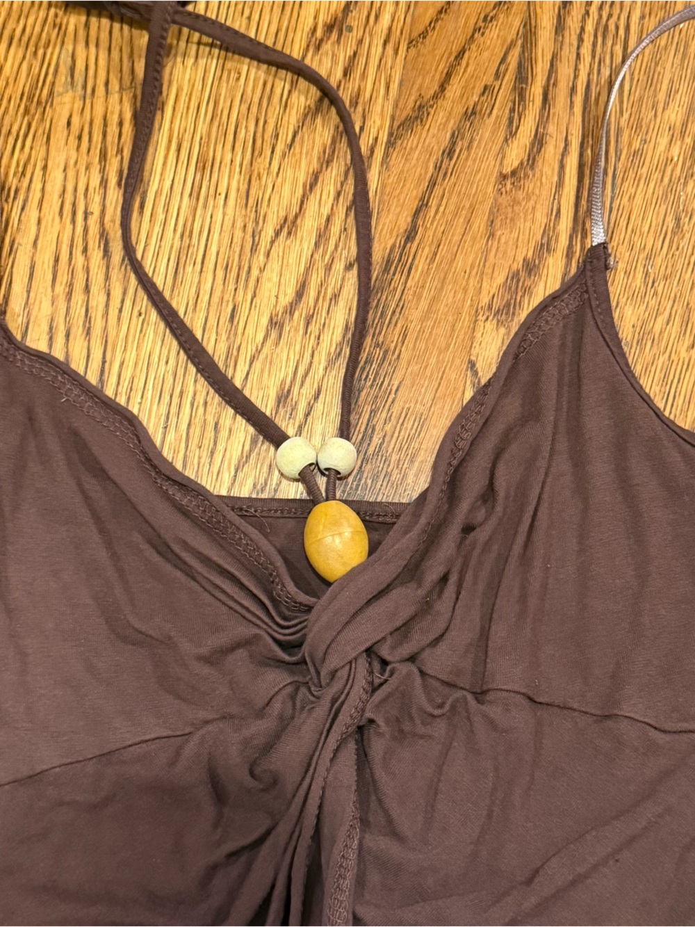 Vintage Brown Beaded Halter Flowy Camisole - Picture 2 of 3